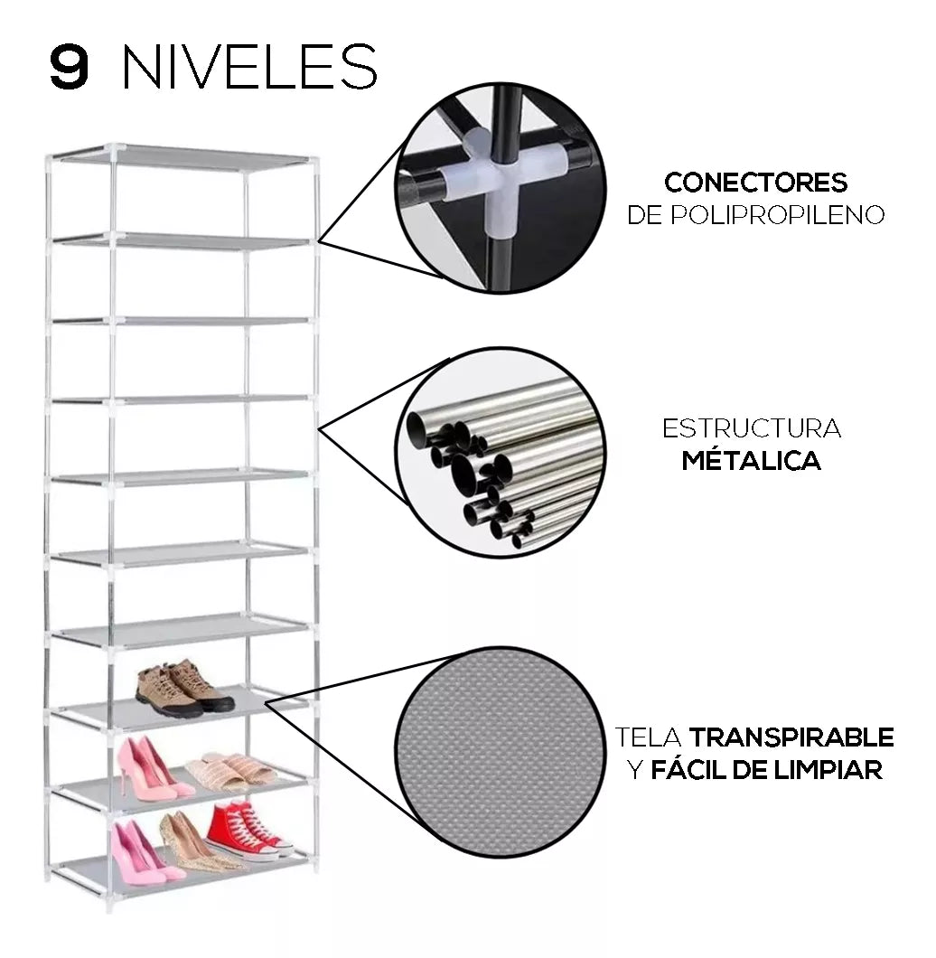 ZAPATERO ARMABLE 9 NIVELES GRIS